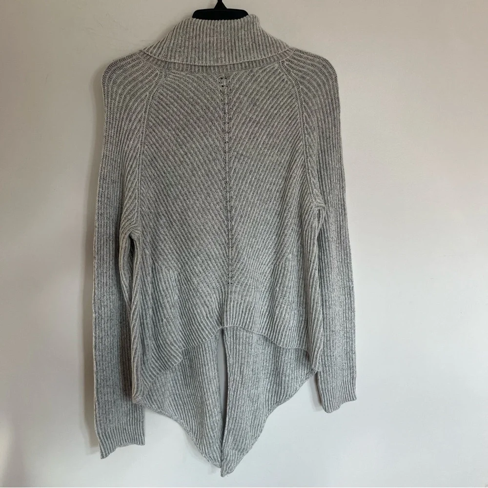 Anthropologie MOTH Cotton Cashmere Tie Front Cowl Neck‎ Sweater Gray Size Medium